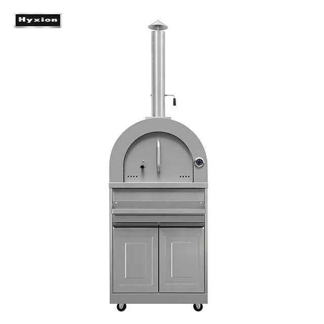 6-Piece Stainless Steel BBQ Grill Outdoor Kitchen Cabinet Set with Outdoor Pizza Oven