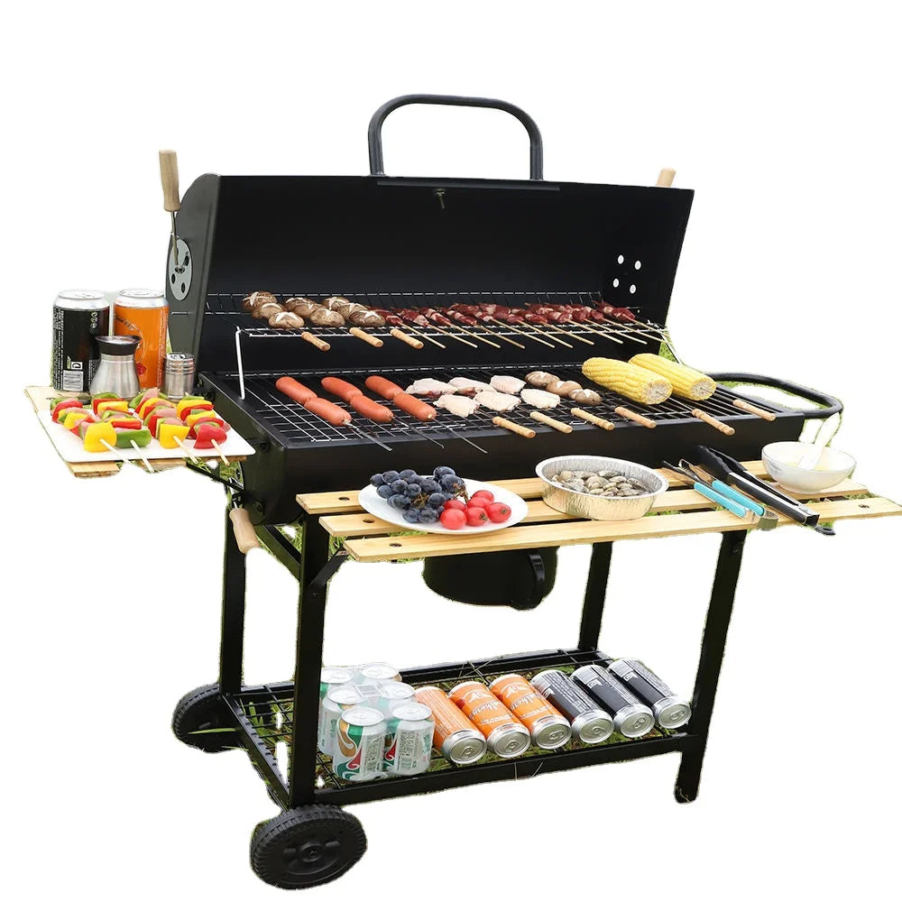 Heavy Duty Trolley Charcoal Grill Outdoor Charcoal Grilling